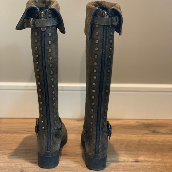 TORY BURCH - Chocolate Brown - Distressed, Over the knee Boots - Picture 5 of 13